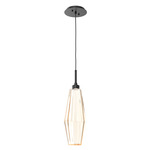 Aalto Single Pendant - Matte Black / Optic Ribbed Amber