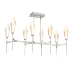 Aalto Linear Belvedere Chandelier - Beige Silver / Optic Ribbed Amber