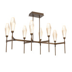Aalto Linear Belvedere Chandelier - Flat Bronze / Optic Ribbed Amber