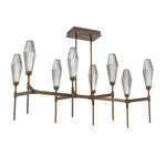 Aalto Linear Belvedere Chandelier - Flat Bronze / Optic Ribbed Smoke