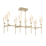 Aalto Linear 2700K Belvedere Chandelier - Gilded Brass / Optic Ribbed Amber