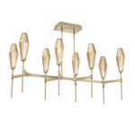 Aalto Linear Belvedere Chandelier - Gilded Brass / Optic Ribbed Bronze