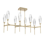 Aalto Linear Belvedere Chandelier - Gilded Brass / Optic Ribbed Clear
