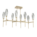 Aalto Linear 2700K Belvedere Chandelier - Gilded Brass / Optic Ribbed Smoke