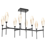 Aalto Linear 2700K Belvedere Chandelier - Matte Black / Optic Ribbed Amber