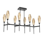 Aalto Linear Belvedere Chandelier - Matte Black / Optic Ribbed Bronze