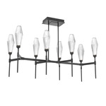 Aalto Linear 2700K Belvedere Chandelier - Matte Black / Optic Ribbed Clear