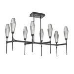 Aalto Linear Belvedere Chandelier - Matte Black / Optic Ribbed Smoke