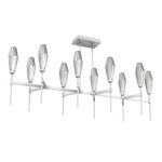 Aalto Linear Belvedere Chandelier - Beige Silver / Optic Ribbed Smoke