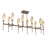 Aalto Linear Belvedere Chandelier - Flat Bronze / Optic Ribbed Bronze
