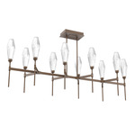 Aalto Linear Belvedere Chandelier - Flat Bronze / Optic Ribbed Clear