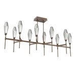 Aalto Linear Belvedere Chandelier - Flat Bronze / Optic Ribbed Smoke
