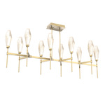 Aalto Linear Belvedere Chandelier - Gilded Brass / Optic Ribbed Amber