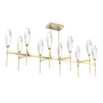 Aalto Linear Belvedere Chandelier - Gilded Brass / Optic Ribbed Clear