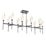 Aalto Linear Belvedere Chandelier - Matte Black / Optic Ribbed Amber