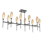 Aalto Linear Belvedere Chandelier - Matte Black / Optic Ribbed Bronze
