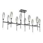 Aalto Linear Belvedere Chandelier - Matte Black / Optic Ribbed Smoke
