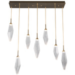 Rock Crystal Linear Multi Light Pendant - Gilded Brass / Chilled Clear