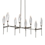 Rock Crystal Linear Chandelier - Metallic Beige Silver / Chilled Clear