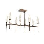 Rock Crystal Linear Belvedere Chandelier - Flat Bronze / Chilled Amber