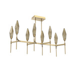 Rock Crystal Linear Belvedere Chandelier - Gilded Brass / Chilled Bronze