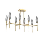 Rock Crystal Linear Belvedere Chandelier - Gilded Brass / Chilled Smoke