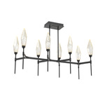 Rock Crystal Linear Belvedere Chandelier - Matte Black / Chilled Amber