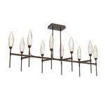 Rock Crystal Linear Belvedere Chandelier - Flat Bronze / Chilled Amber