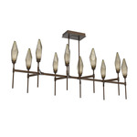 Rock Crystal Linear Chandelier - Flat Bronze / Chilled Bronze