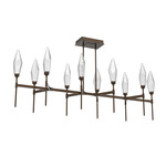 Rock Crystal Linear Belvedere Chandelier - Flat Bronze / Chilled Clear