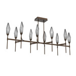 Rock Crystal Linear Belvedere Chandelier - Flat Bronze / Chilled Smoke