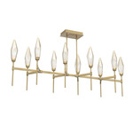 Rock Crystal Linear Belvedere Chandelier - Gilded Brass / Chilled Amber