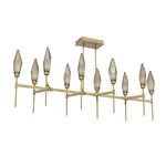 Rock Crystal Linear Belvedere Chandelier - Gilded Brass / Chilled Bronze