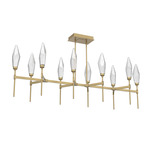 Rock Crystal Linear Belvedere Chandelier - Gilded Brass / Chilled Clear