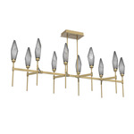 Rock Crystal Linear Belvedere Chandelier - Gilded Brass / Chilled Smoke