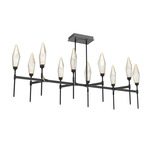 Rock Crystal Linear Belvedere Chandelier - Matte Black / Chilled Amber
