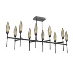 Rock Crystal Linear Belvedere Chandelier - Matte Black / Chilled Bronze