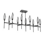 Rock Crystal Linear Belvedere Chandelier - Matte Black / Chilled Smoke