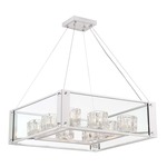 Cavern Square Chandelier - Silver Leaf / Crystal