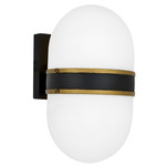 Capsule Outdoor Wall Light - Matte Black / Textured Gold / Opal