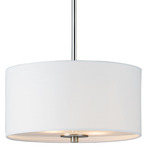 Bongo Convertible Pendant - Satin Nickel/ White Linen