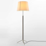 Pie De Salon Floor Lamp - Chrome / Stitched Beige Parchment