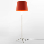 Pie De Salon Floor Lamp - Chrome / Red Amber Ribbon