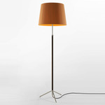 Pie De Salon Floor Lamp - Chrome / Mustard Raw Ribbon