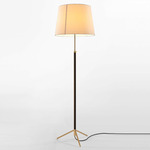 Pie De Salon Floor Lamp - Polished Brass / Stitched Beige Parchment