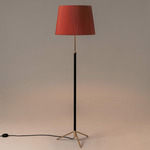 Pie De Salon Floor Lamp - Polished Brass / Red Amber Ribbon