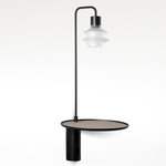 Drip/Drop Wall Sconce with Shelf - Ebony Black / Frosted Glass