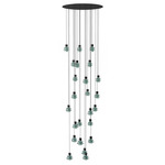 Drip/Drop Multi Light Pendant - Ebony Black / Green Glass