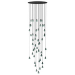 Drip/Drop Multi Light Pendant - Ebony Black / Green Glass