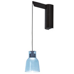Drip/Drop Hanging Wall Sconce - Ebony Black / Blue Glass